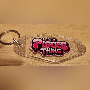 Pisces Keychain with Glitter Accents